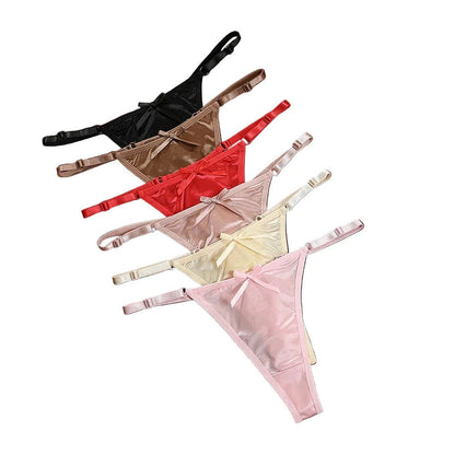Back View of Luxurious Satin Thong Underwear for Women