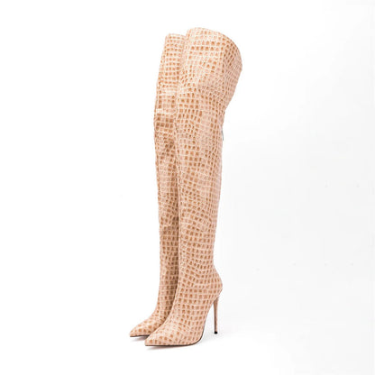 Sexy Thigh High Boots For Women Zebra Print