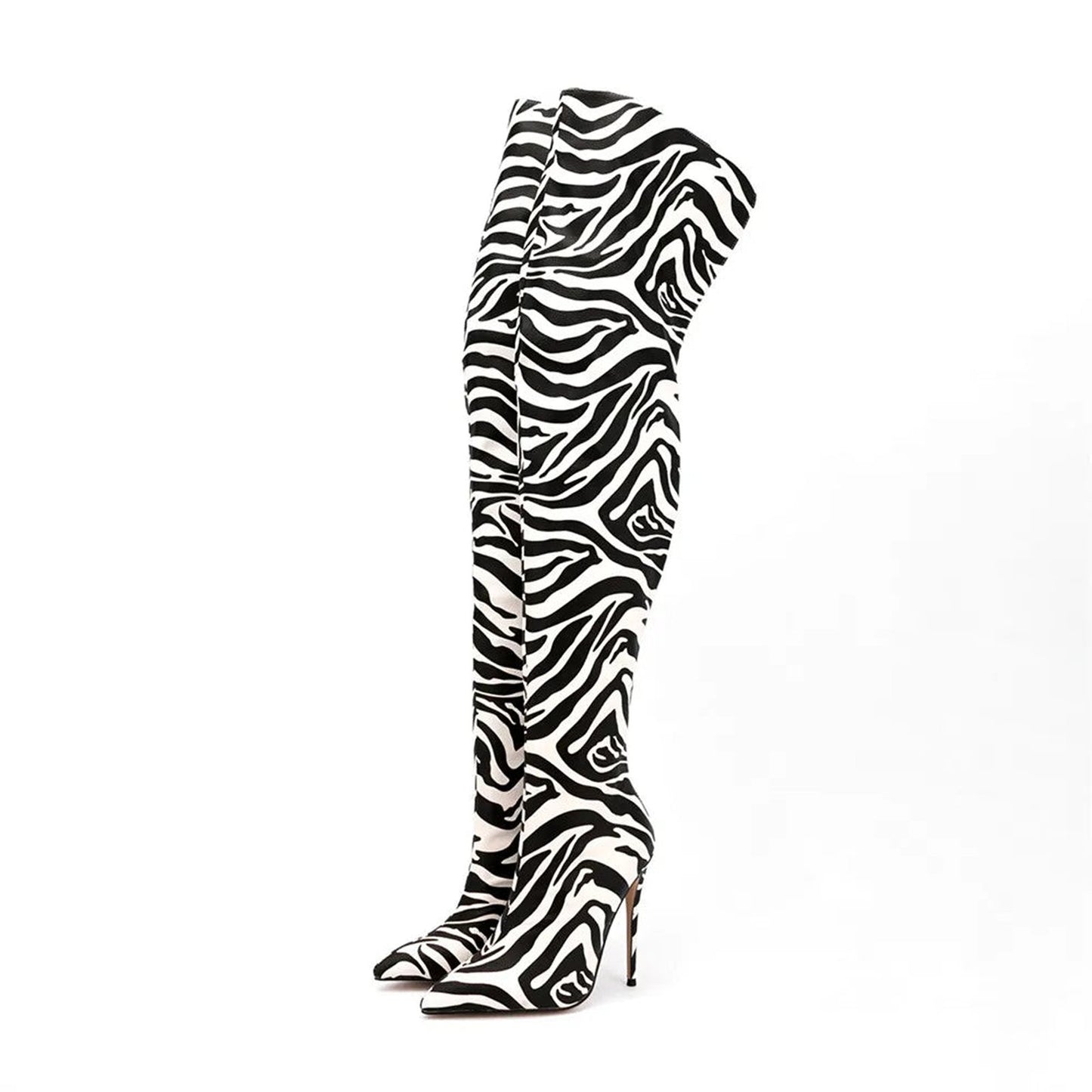 Sexy Thigh High Boots For Women Zebra Print