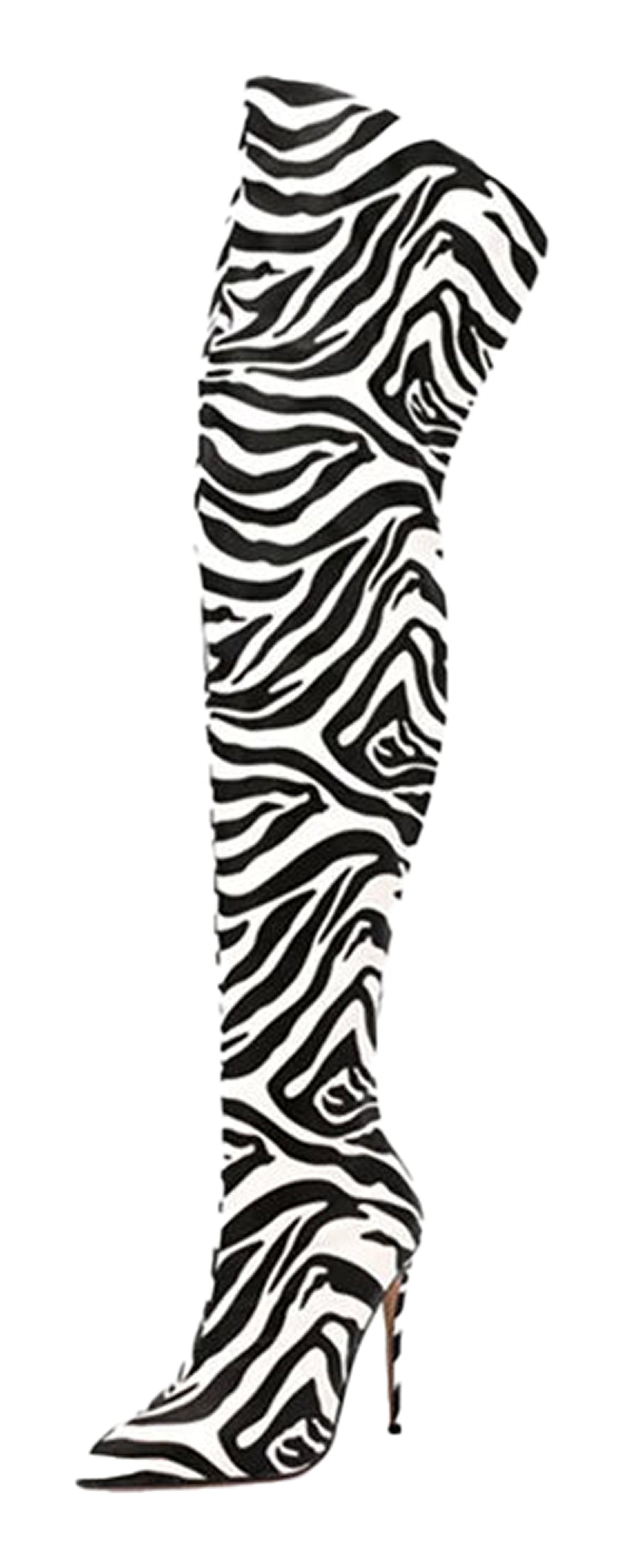 Sexy Thigh High Boots For Women Zebra Print