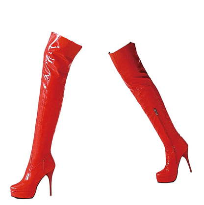 Sexy Thigh High Boots Women Stylish Red Design
