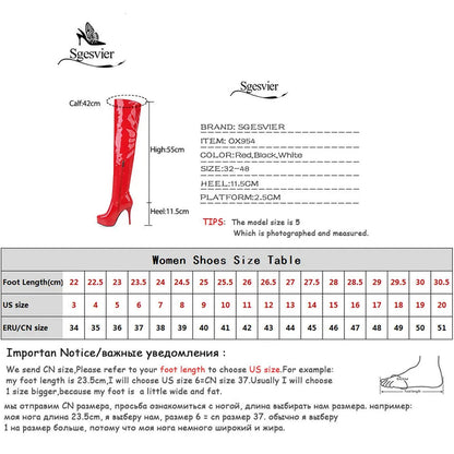 Sexy Thigh High Boots Women Stylish Red Design