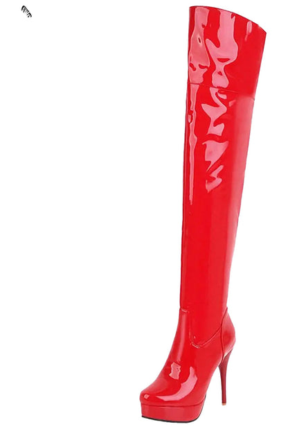Sexy Thigh High Boots Women Stylish Red Design