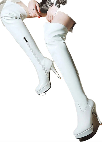 Sexy Thigh High Boots Women Stylish Red Design