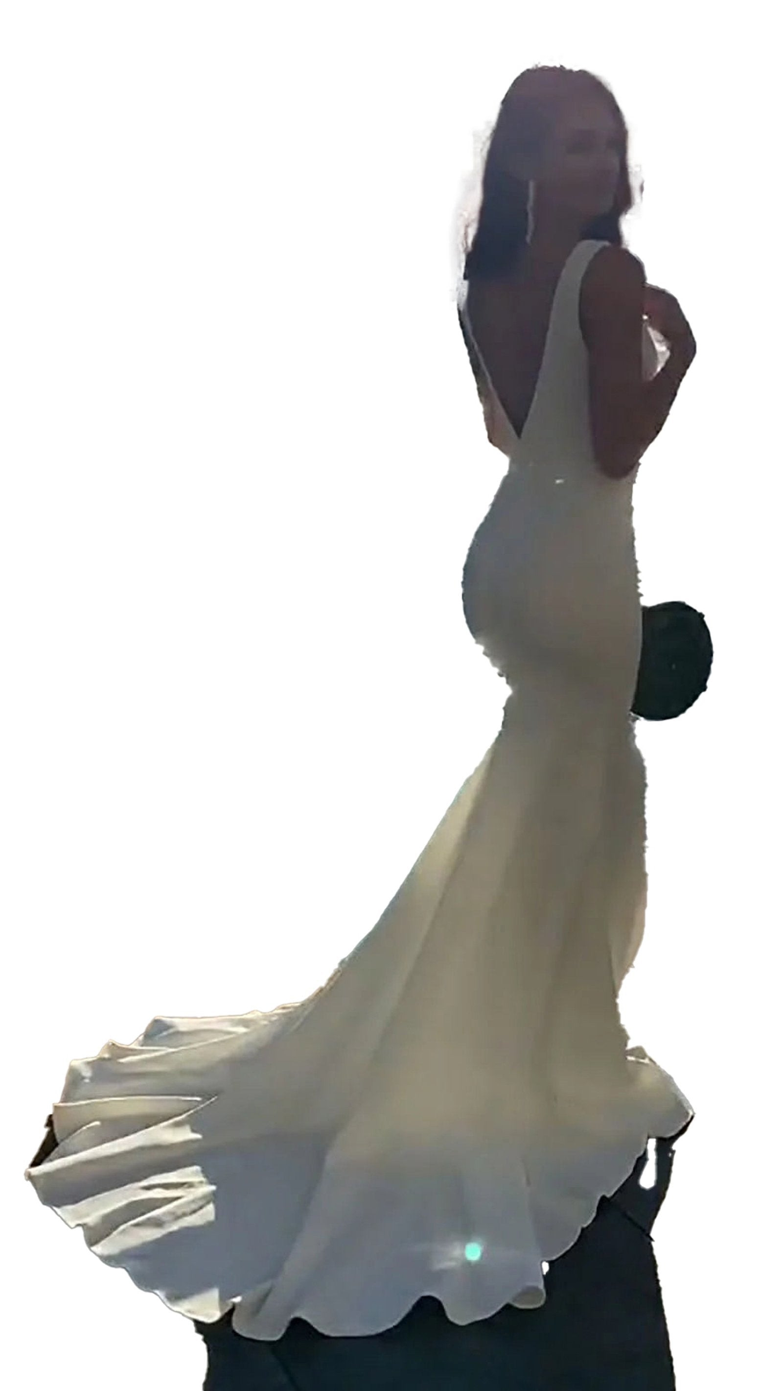 Stunning sexy v neck mermaid wedding dress with elegant silhouette and flared hem for a glamorous look