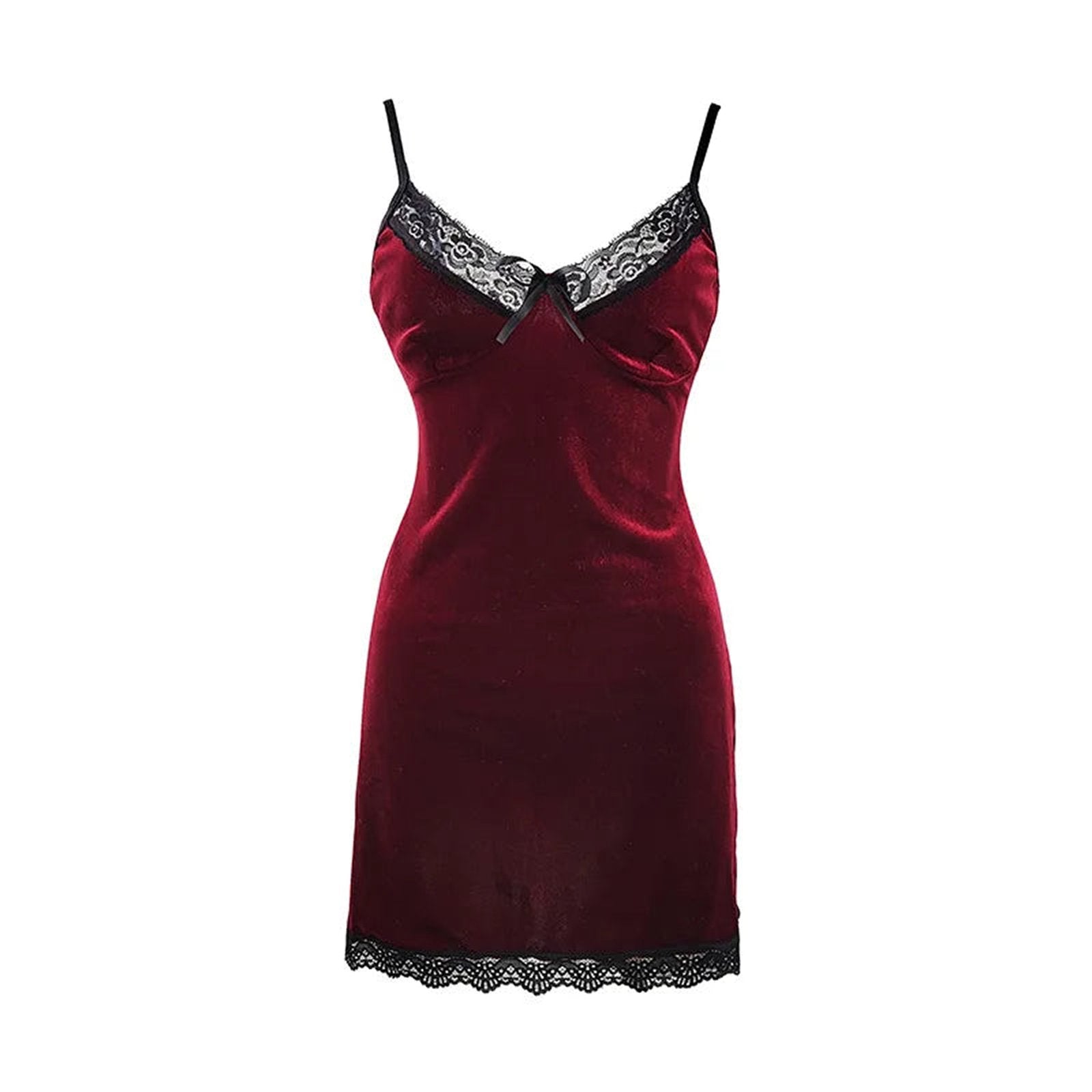 Luxurious burgundy babydoll featuring sexy velvet lace lingerie nightwear design for a flattering fit