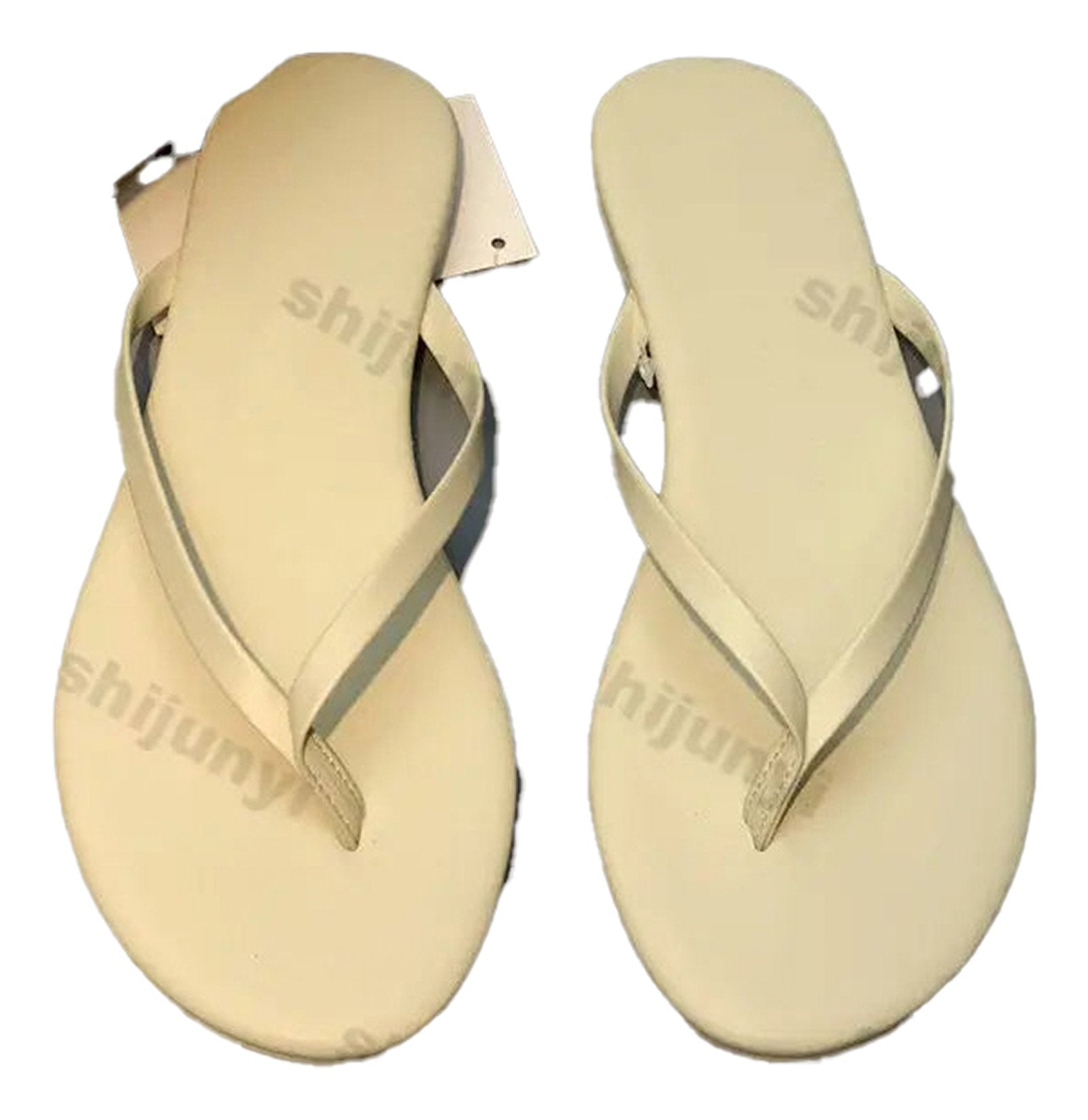 LuckeLadybug women's comfortable flip flops in beige with soft straps for casual summer wear