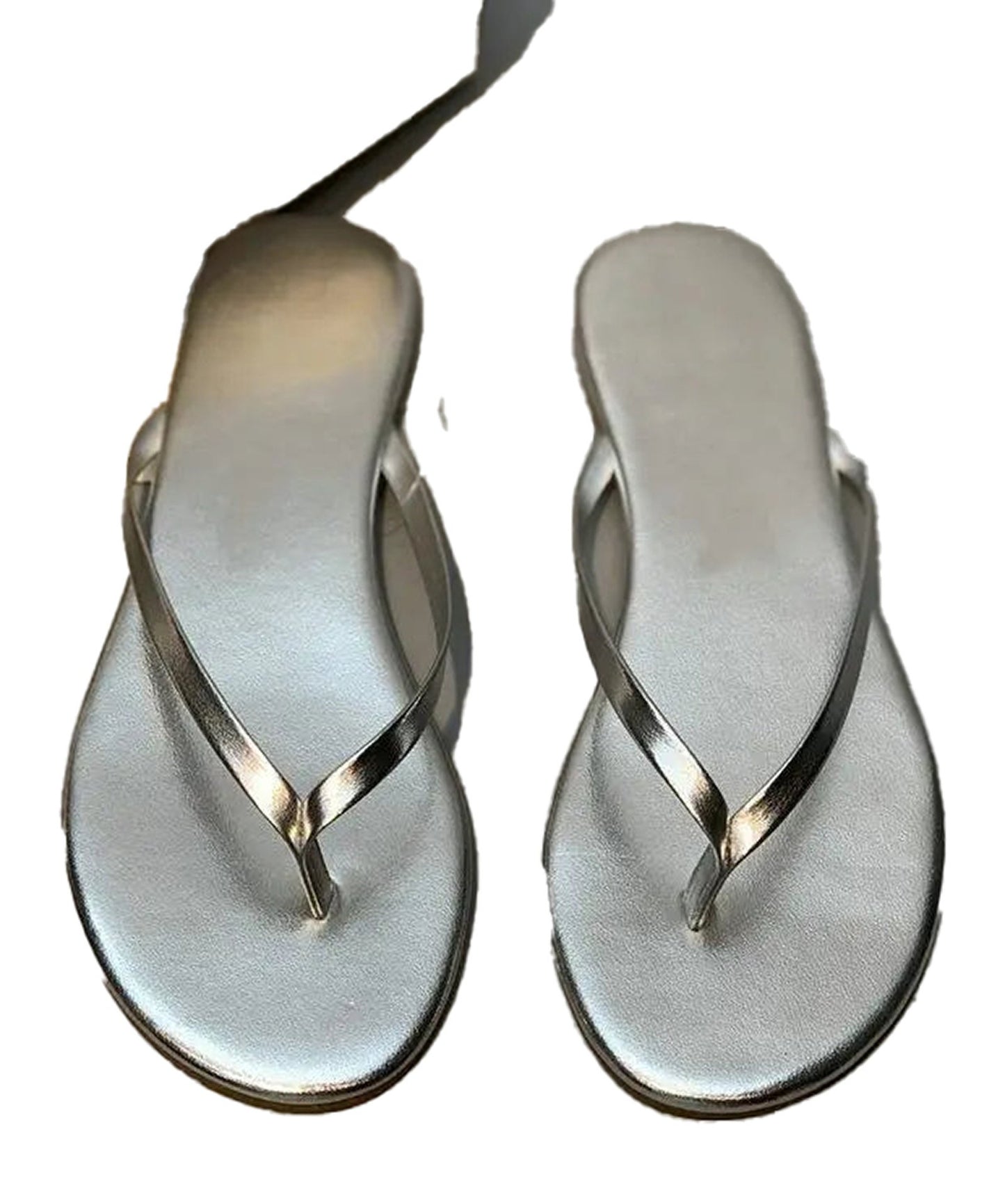 LuckeLadybug women's comfortable flip flops in silver with stylish straps and soft soles