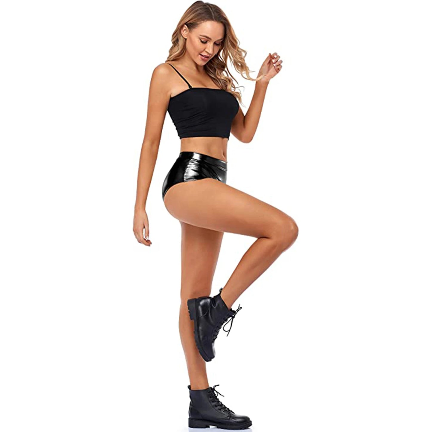 Shiny Metallic High Waisted Booty Shorts