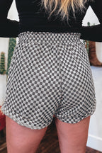 Comfortable LuckeLAdybug LLC women's drawstring shorts in a stylish checkerboard pattern