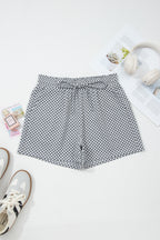 LuckeLAdybug LLC stylish black and white checkered shorts drawstring shorts for casual wear