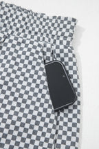 LuckeLAdybug LLC Shorts Drawstring Shorts in Black and White Checkered Pattern with Side Pocket