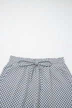 LuckeLAdybug LLC Black and White Checkered Drawstring Shorts for Casual Summer Wear