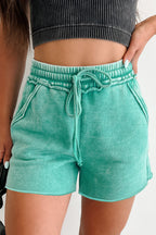 LuckeLAdybug LLC Mint Green Drawstring Shorts with Pockets for Casual Summer Wear