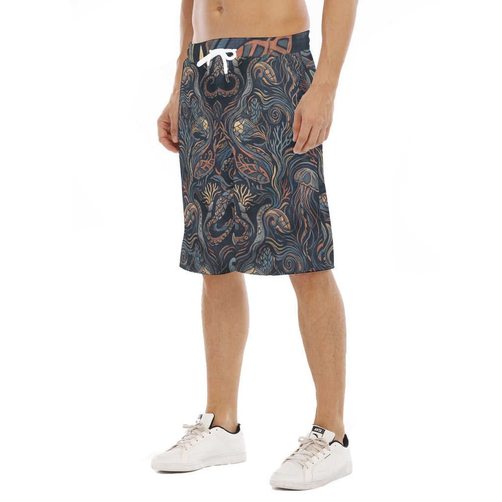 LuckeLadybug men's shorts with stylish wave pattern, perfect for casual wear and summer outings