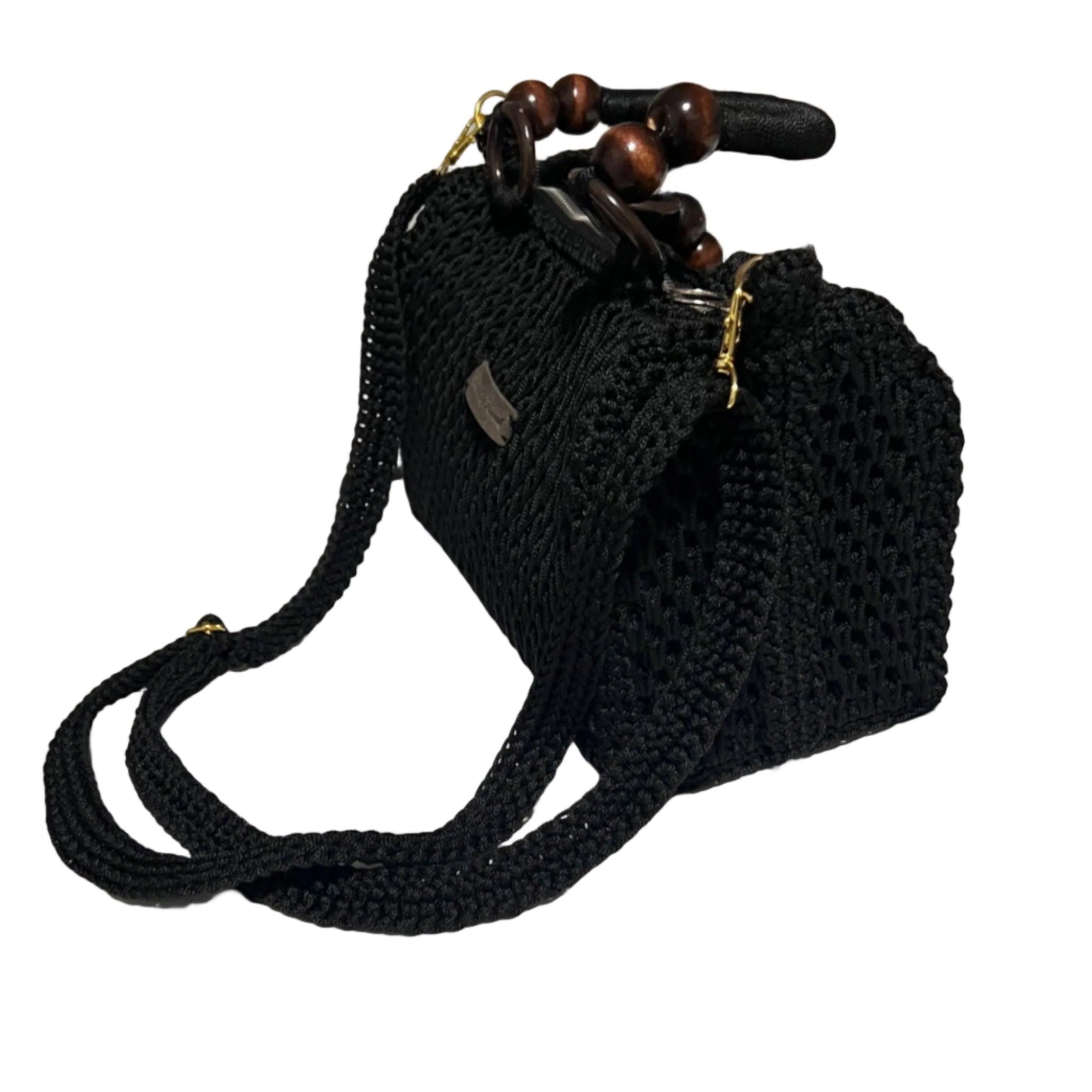 Handmade Black Crochet Shoulder Purse