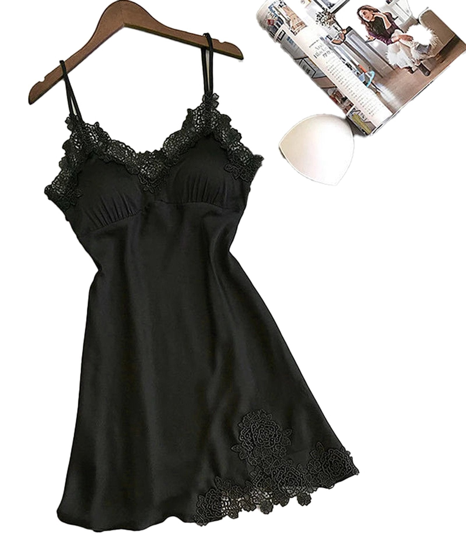 Luxurious black silk lace babydoll lingerie with elegant detailing for a sophisticated look