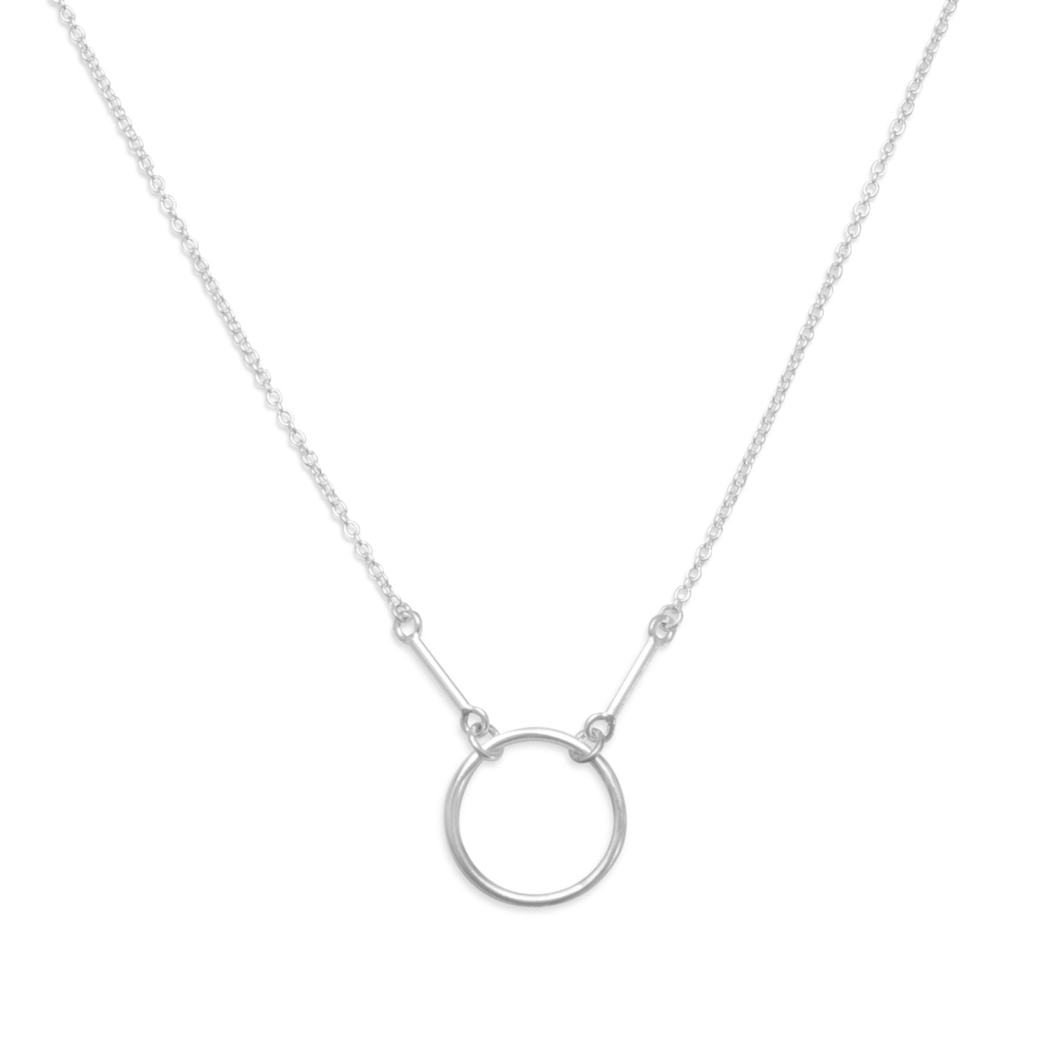 Silver circle and bar drop necklace with delicate chain for elegant styling