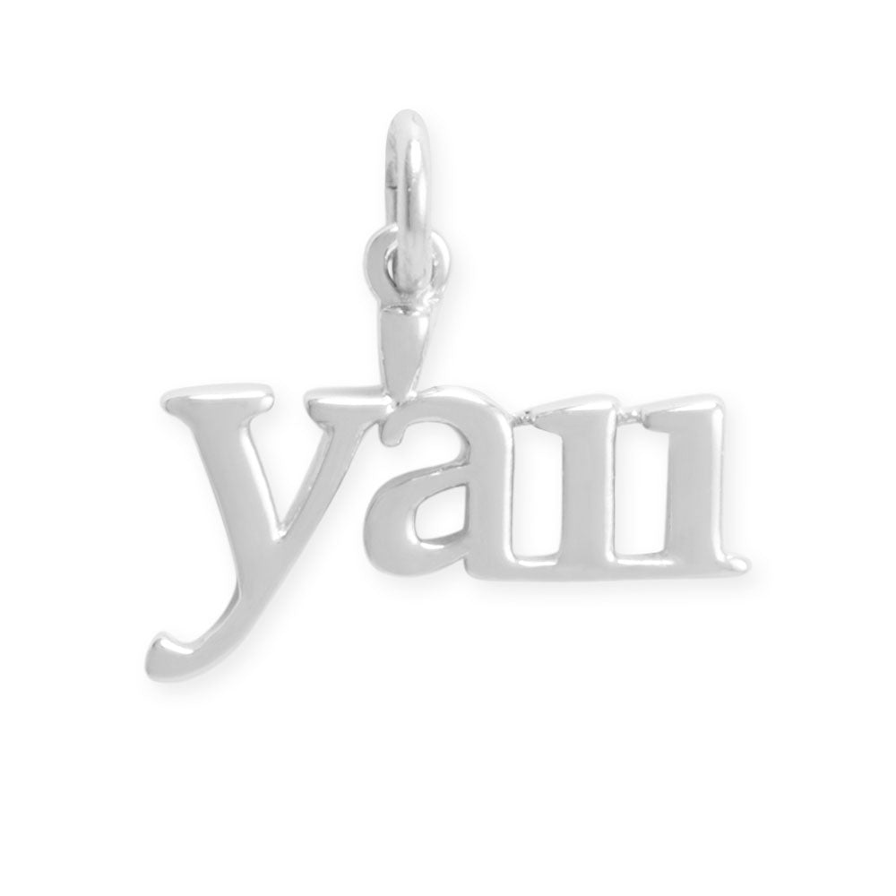 Silver y'all charm pendant with a stylish design for necklaces and jewelry making