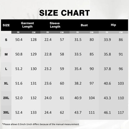 Size chart for LuckeLadybug LLC off shoulder floral mermaid dress with measurements for all sizes
