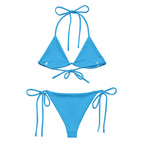 LuckeLadybug sky blue string bikini with adjustable ties for a perfect beach fit