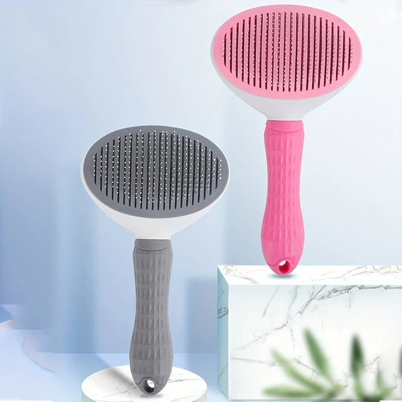 LuckeLadybug LLC slicker dog brush set in pink and gray designed for efficient grooming