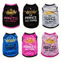 Set of small dog shirts cotton pack featuring crown designs for stylish pets