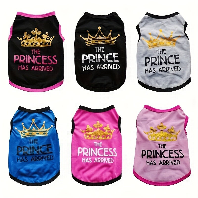 Set of small dog shirts cotton pack featuring crown designs for stylish pets