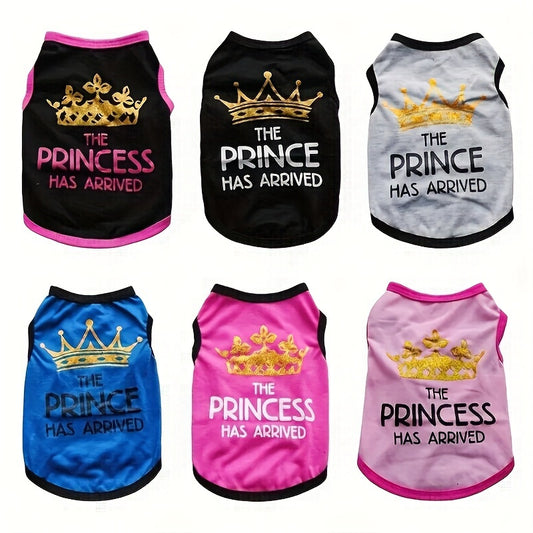 Set of small dog shirts cotton pack featuring crown designs for stylish pets