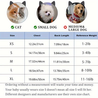Sizing chart for small dog shirts cotton pack with measurements for different dog sizes