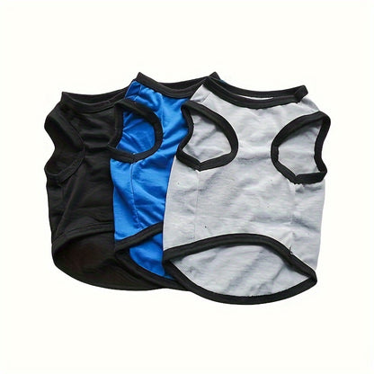 Three small dog shirts cotton pack in black, blue, and gray with soft fabric and comfortable fit
