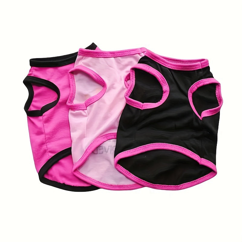 Pack of small dog shirts cotton in pink and black for comfortable pet wear
