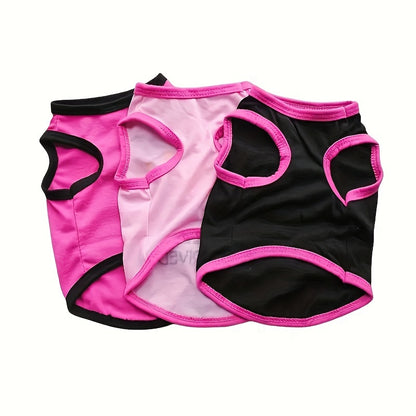 Pack of small dog shirts cotton in pink and black for comfortable pet wear