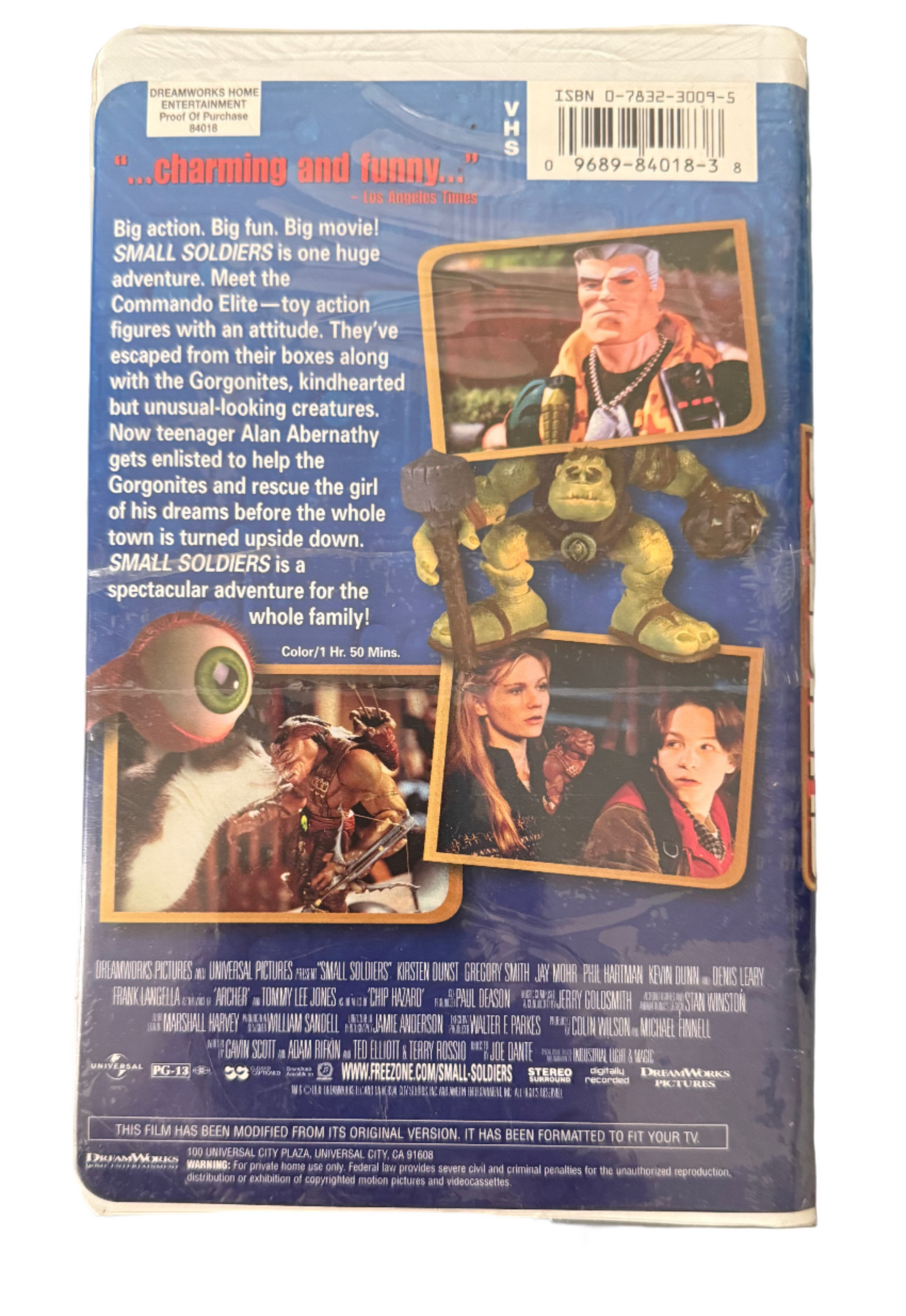 Small Soldiers 1998 VHS new with action scenes and character details on the back cover