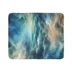 LuckeLadybug sherpa blanket with a soft abstract pattern blanket in blue and beige tones