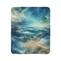 LuckeLadybug sherpa blanket with soft abstract pattern blanket design in blue and beige tones