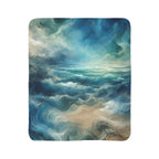 LuckeLadybug sherpa blanket with soft abstract pattern blanket design in blue and beige tones