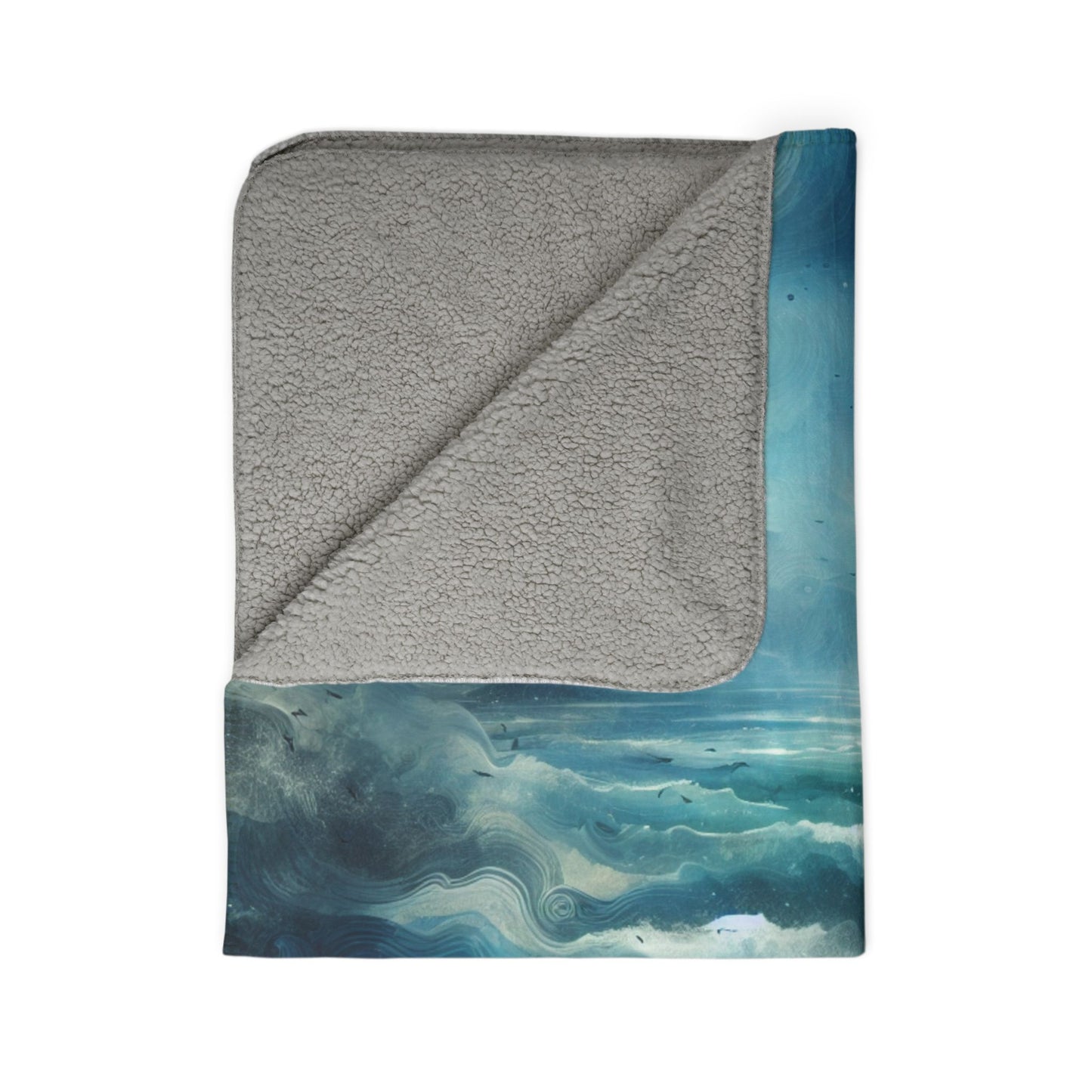 LuckeLadybug sherpa blanket with soft abstract pattern blanket design and cozy gray sherpa lining