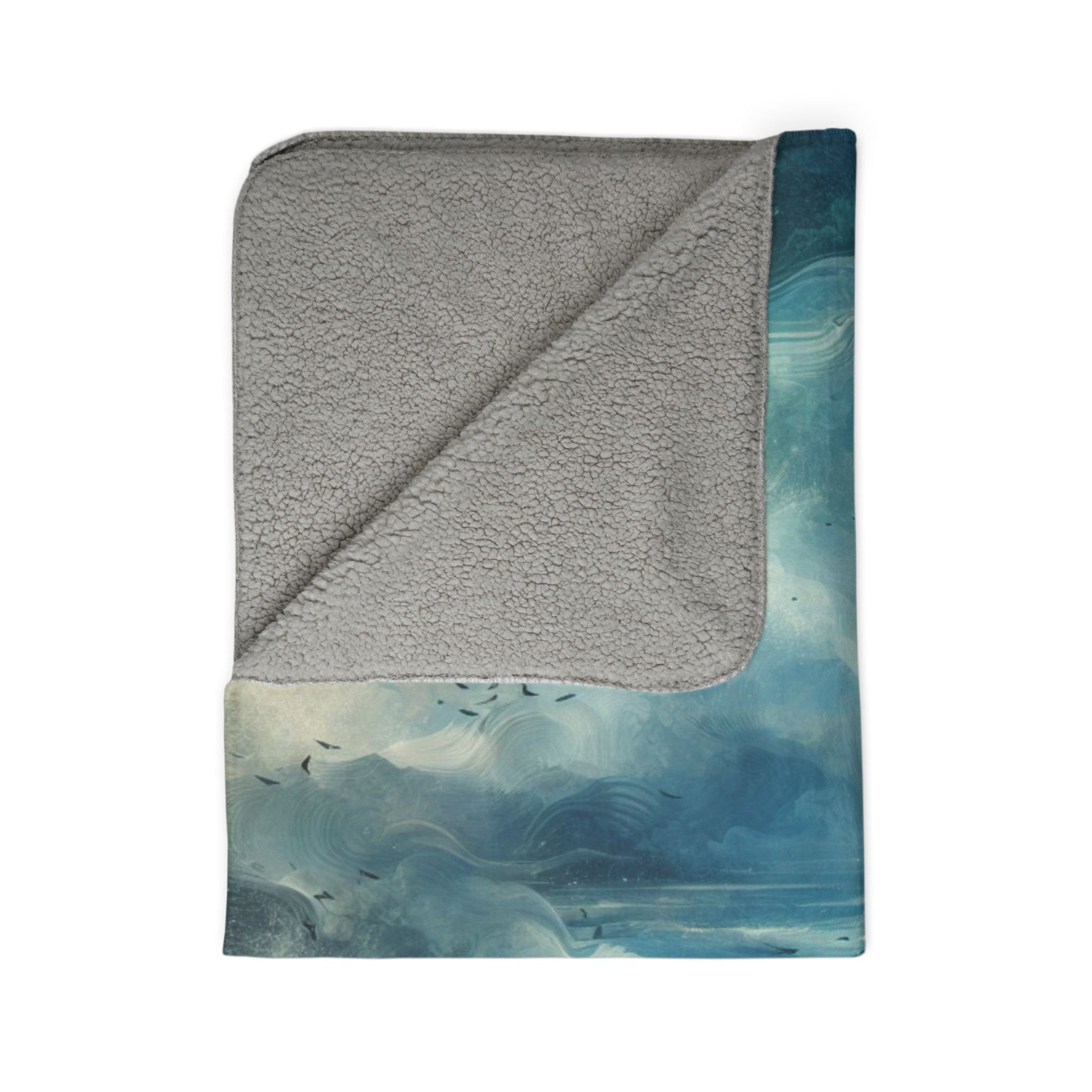 LuckeLadybug sherpa blanket featuring a soft abstract pattern blanket design with grey plush lining