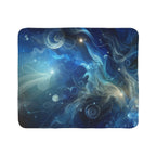 LuckeLadybug soft blue sherpa throw with abstract celestial design and smooth plush texture