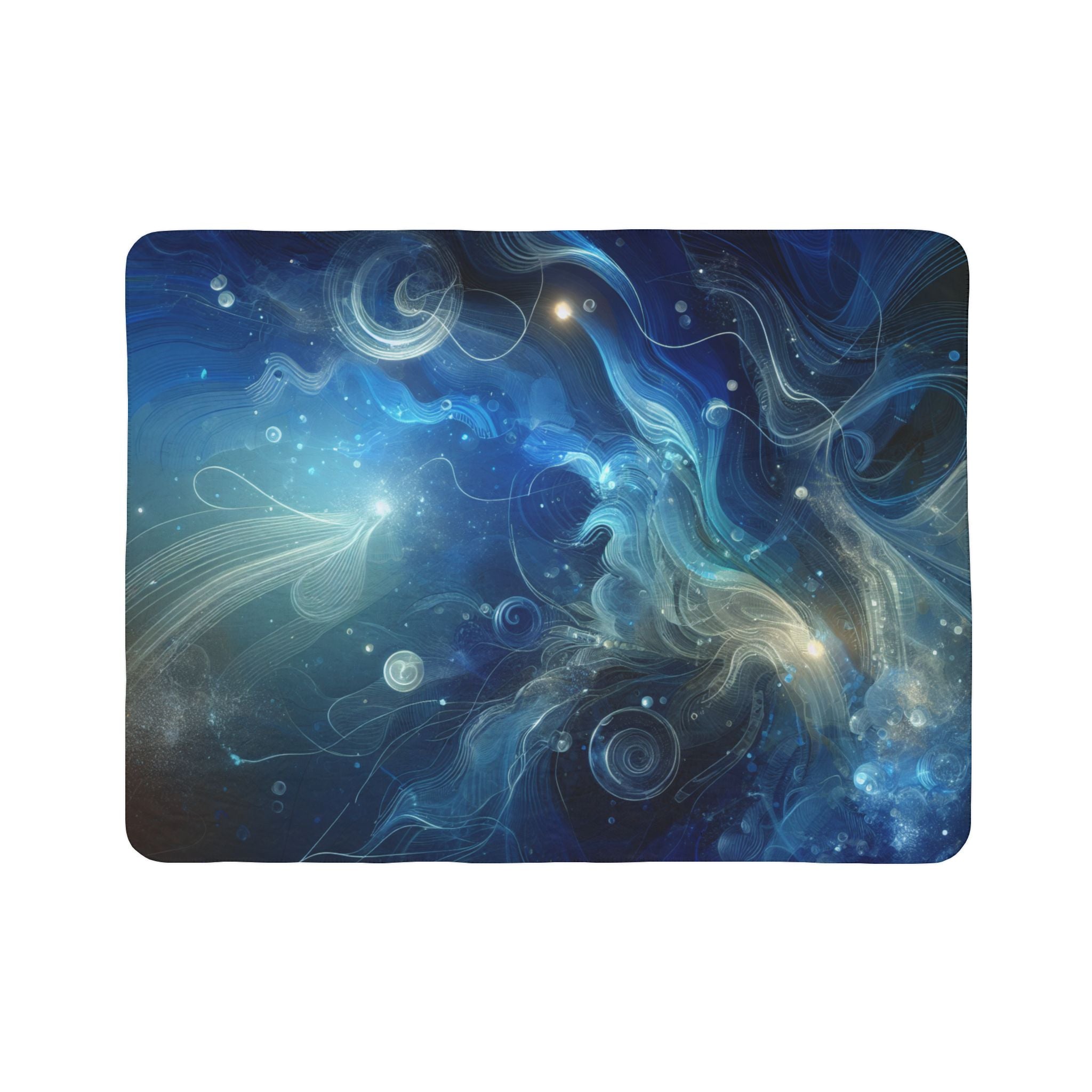 LuckeLadybug soft blue sherpa throw with abstract swirling galaxy design for cozy warmth