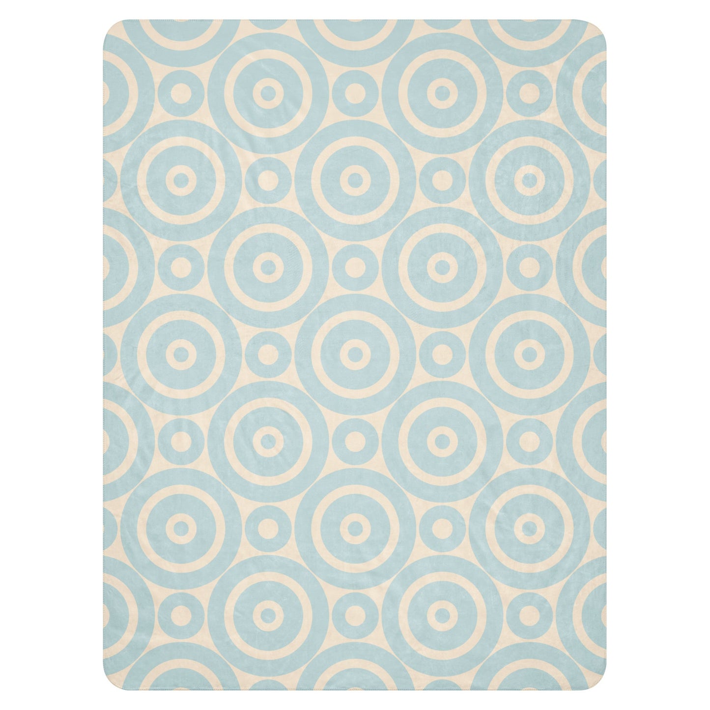 LuckeLadybug Sherpa Blanket with soft circle design throw blanket pattern in blue and beige colors