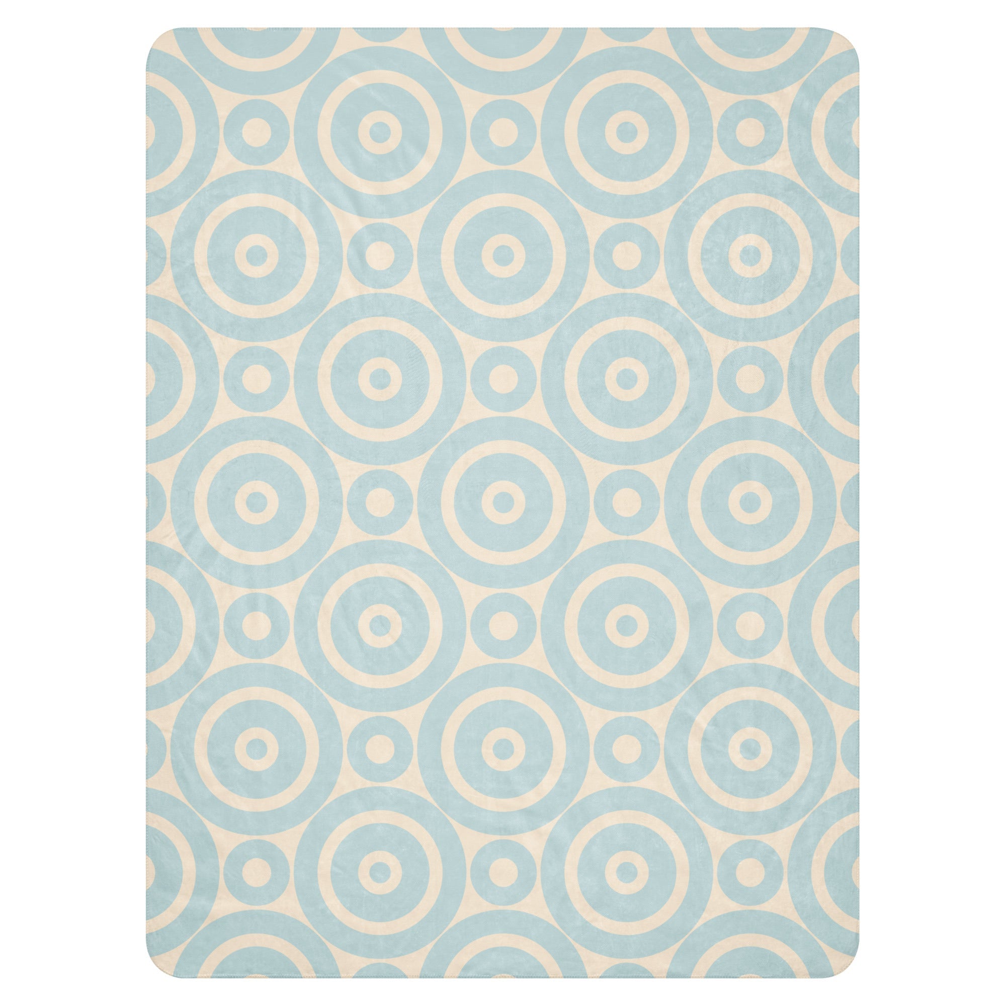 LuckeLadybug Sherpa Blanket with soft circle design throw blanket pattern in blue and beige colors