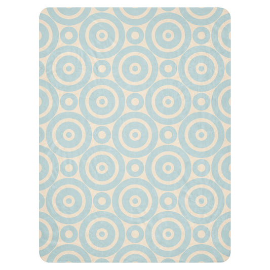 LuckeLadybug Sherpa Blanket with soft circle design throw blanket pattern in blue and beige colors