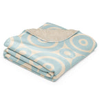 LuckeLadybug sherpa blanket with soft circle design throw blanket pattern in blue and cream colors