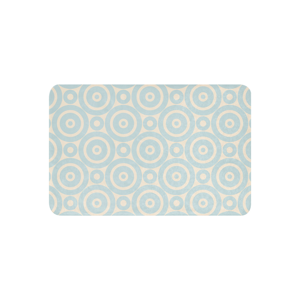 LuckeLadybug sherpa blanket with soft circle design throw blanket in blue and beige tones