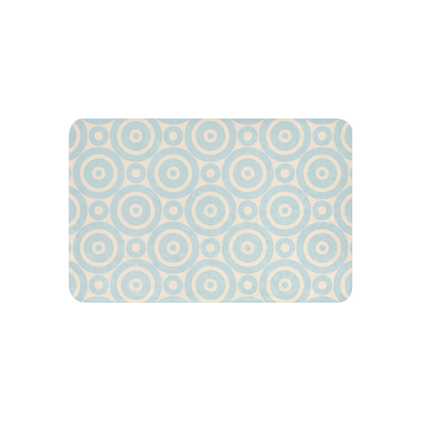 LuckeLadybug sherpa blanket with soft circle design throw blanket in blue and beige tones