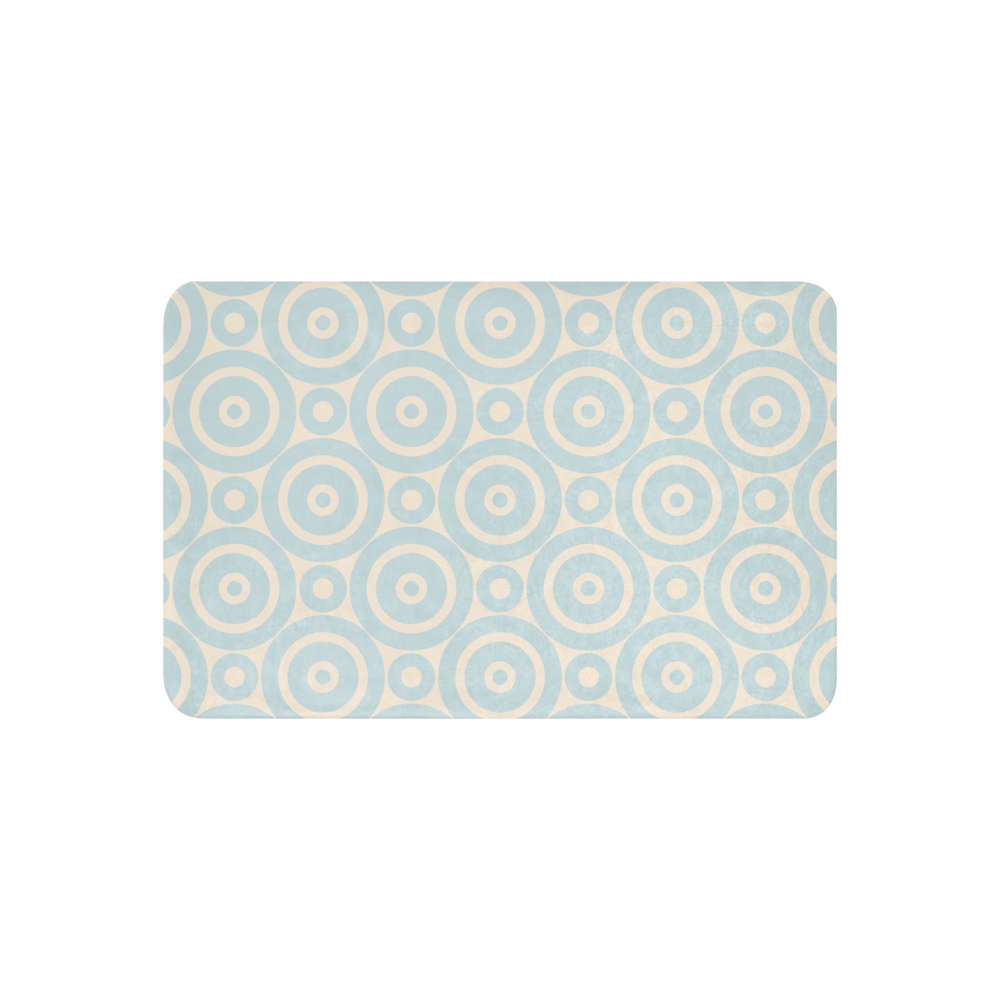 LuckeLadybug sherpa blanket with soft circle design throw blanket in blue and beige tones