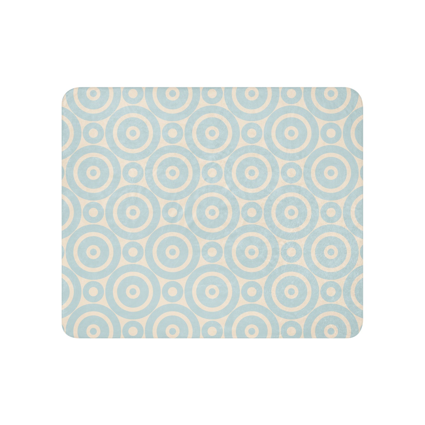 sherpa blanket featuring a soft circle design throw blanket in light blue and cream colors