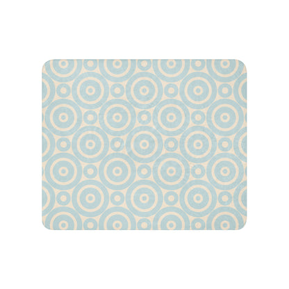 sherpa blanket featuring a soft circle design throw blanket in light blue and cream colors